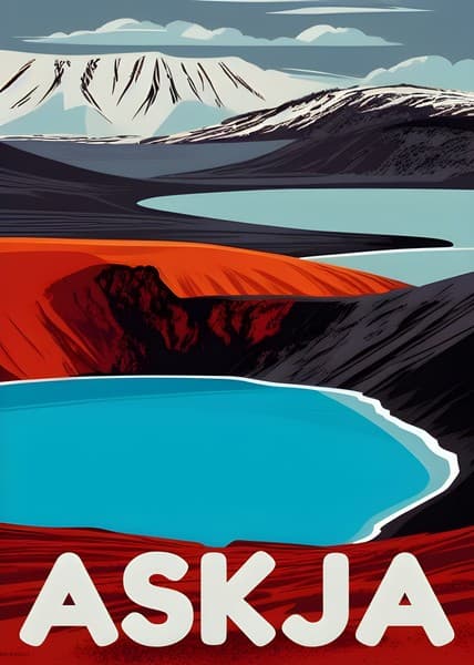 Askja Iceland travel poster