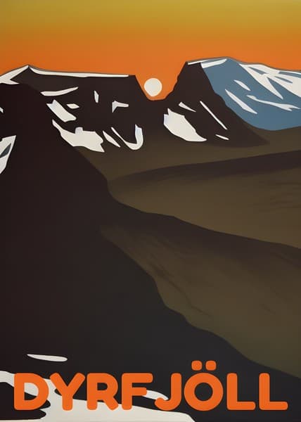 Dyrfjöll Iceland travel poster