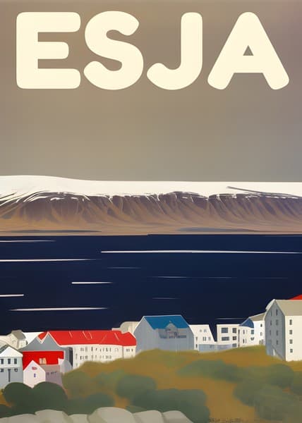 Esja Iceland travel poster
