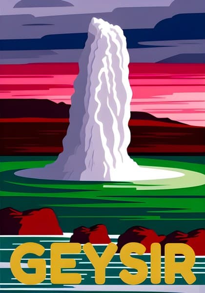 Geysir Iceland travel poster