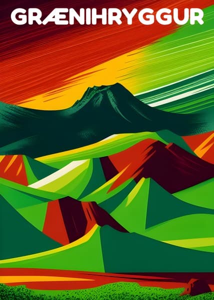Grænihryggur Iceland travel poster