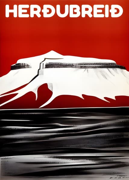 Herðubreið Iceland travel poster
