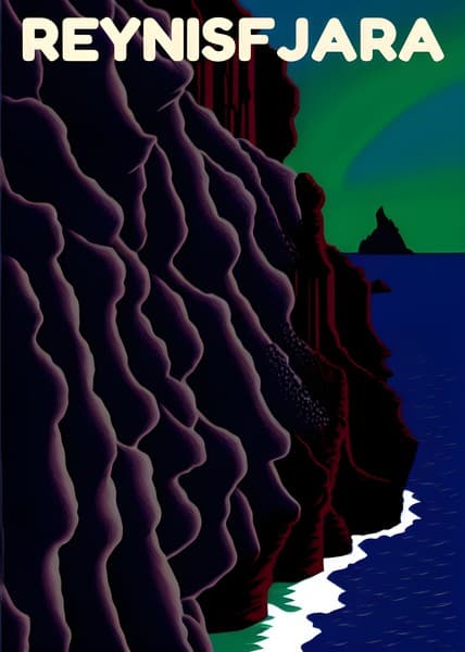 Reynisfjara Iceland travel poster