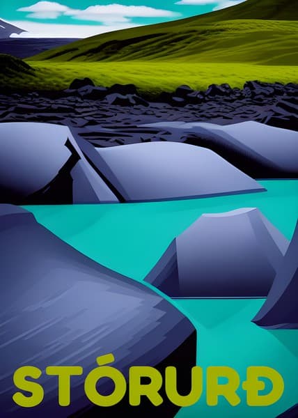Stórurð Iceland travel poster